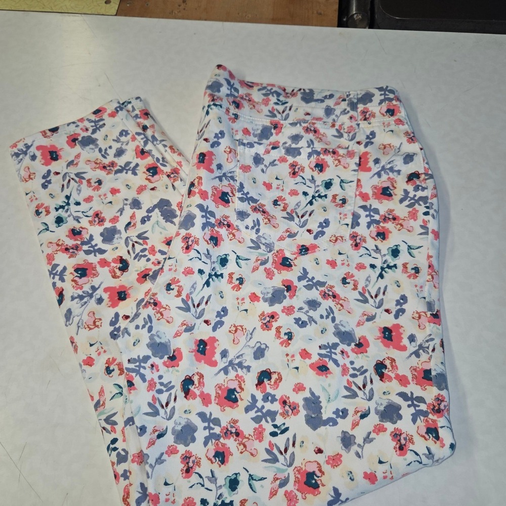 Faded Glory Floral High Rise Skinny Jeans White Pink Blue Plus Size 18W VGC - Picture 7 of 10